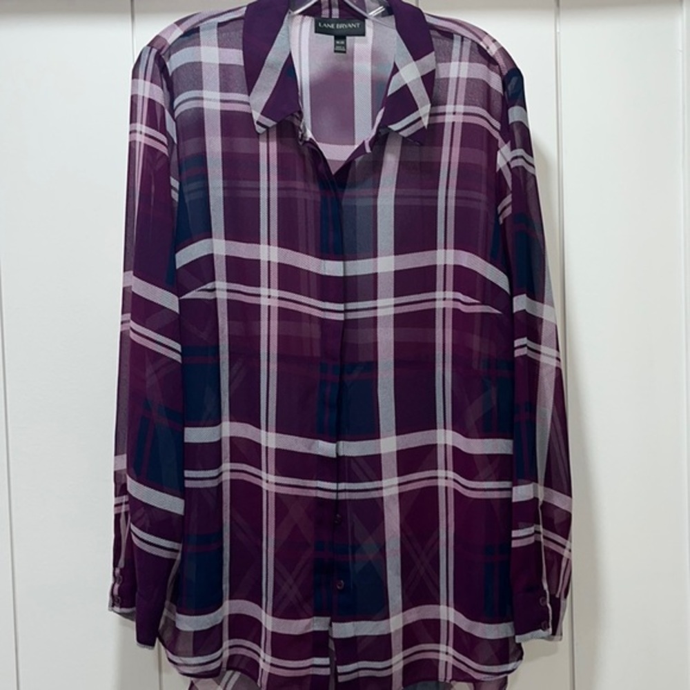 ***SALE*** Sheer Plaid Button Down Shirt, 2 Button Cuffs and Single Back Vent